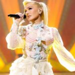 Gwen Stefani in Aadnevik’s Corset Top & Sheer Tights Is Flirty & Chic