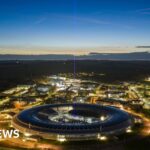 Beam shone into sky to celebrate Harwell Campus