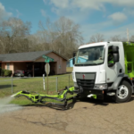 Asphalt-spraying truck fixes potholes in minutes
