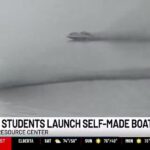 High school students launch self-made boats at Five Rivers Delta Resource Center