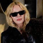 Madonna’s Sheer Black Lace Minidress Has a Corset and Hip-High Slit