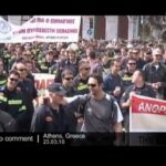 Greek firemen protesting