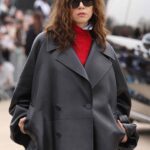 Aubrey Plaza Goes Pantsless in an Edgy Leather Jacket at Paris Fashion Week