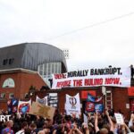 Crystal Palace protest: Hundreds of fans march against Uefa Europa League decision