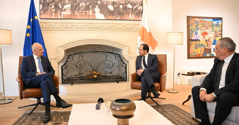 ‘Absolutely at Your Disposal’: Greek DM Meets Cypriot President Amid Regional Tensions