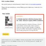 Amazon review of “The War on Science” volume rejected for using “woke” as pejorative – Why Evolution Is True