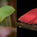 Green insect turns a puzzling shade of hot pink
