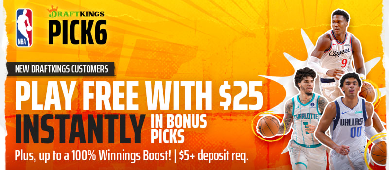 DraftKings Pick 6 Promo: Get $25 in Bonus Picks for NBA & More (Mar. 15)