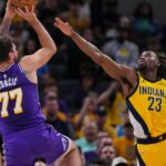 Luka Doncic scores 43 as road weary Lakers hold off late Pacers rally