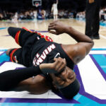 NBA play-in: Heat’s Bam Adebayo ruled out with back injury after Hornets’ LaMelo Ball grabbed his ankle on fall to ground