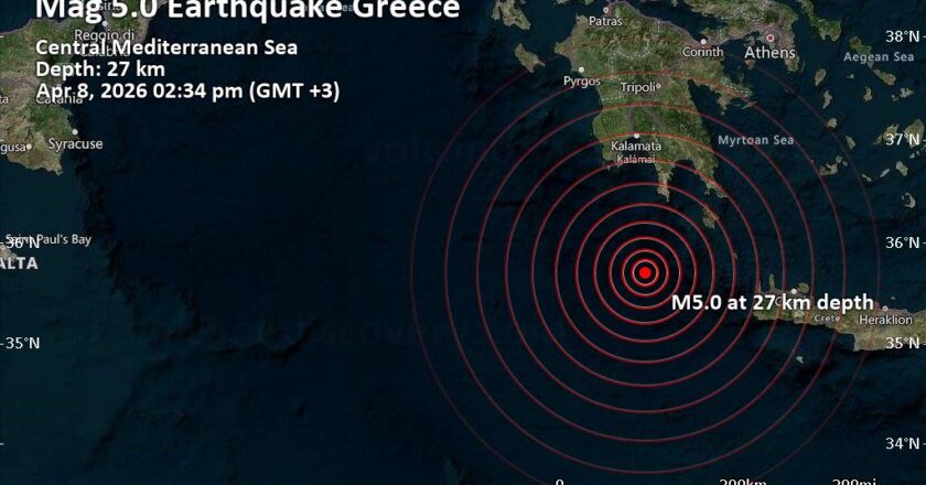 Significant Magnitude 5.0 Earthquake 84 km Southwest of Marmari, Greece