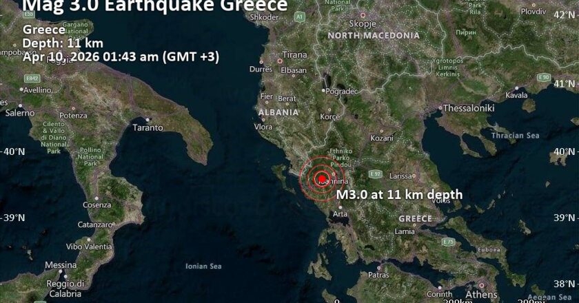 Small 3.0 Quake Hits Near Ioannina, Epirus, Greece